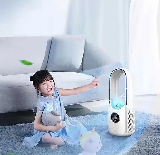 Аккумуляторный настольный мини вентилятор SMART 10042 Портативный USB ветродуйка с дисплеем Белый - фото 4