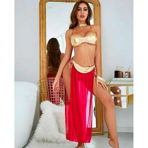 Танцювальний костюм зі Сходу створіть свій незабутній виступ S/M/L червоний K0507-2 - фото 4