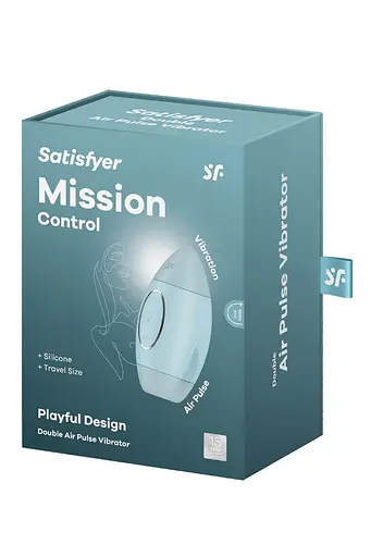 Вакуумний стимулятор клітора з вібрацією Satisfyer Mission Control блакитний - фото 6