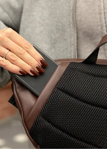 Большая женская поясная сумка бананка Sambag DynamicDart коричневая 38×21×7 см (80411020) - фото 4