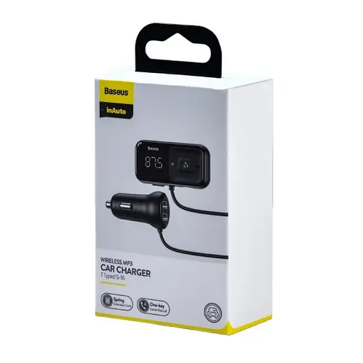 АЗП з FM-модулятором Baseus T Shaped S-16 Car Bluetooth MP3 Player Black - фото 2