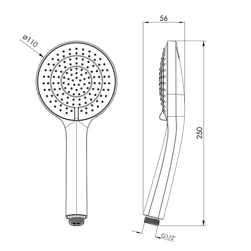 Ручной душ Imprese LSR-110R 110 мм, 3 режима, дисковый переключатель хром f03600101AM, Хром - фото 2