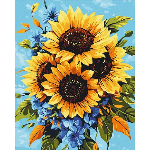 Картина по номерам на подрамнике Brushme Букет подсолнухов