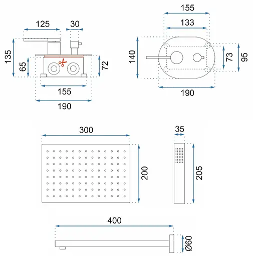 Душова система прихованого монтажу Rea Oval + Box хром REA-P8415, Хром - фото 9