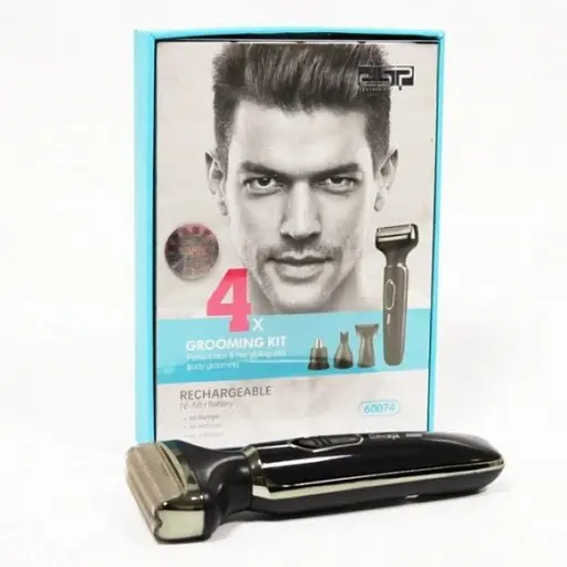 Аккумуляторная мужская электробритва DSP 60074 нержавеющая сталь триммер 4в1 для бороды носа волос 3 Вт Черный - фото 2