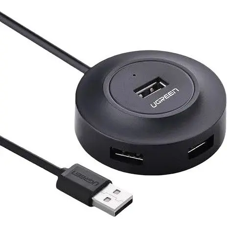Usb-хаб (концентратор / разветвитель) Ugreen CR106 Usb 2.0 Hub 4 порта 1m черный (20277) - фото 1