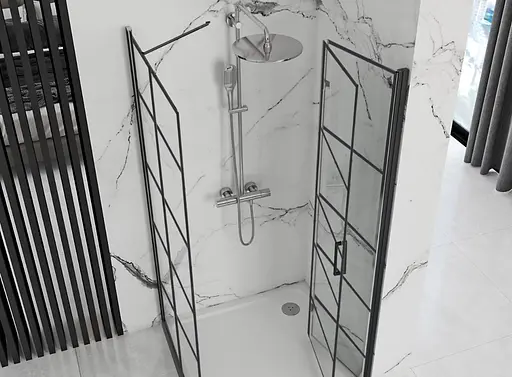 Душова кабіна Rea Molier 80x90 black REA-K8412 + REA-K8538, Чорний матовий, Універсальна, прозорий - фото 2