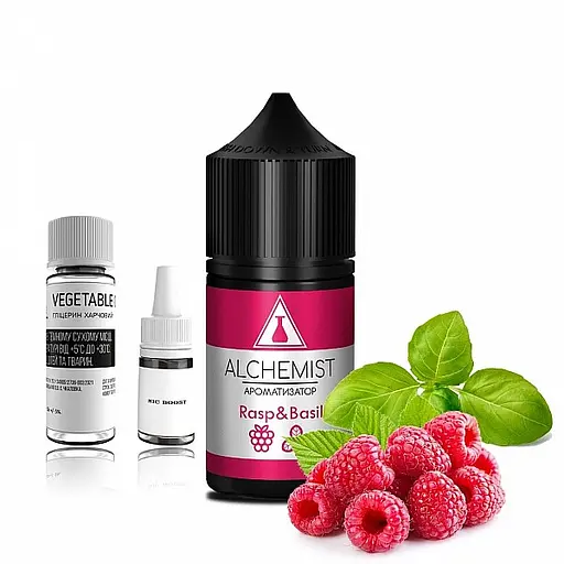Набор компонентов для самозамеса солевой заправки ALCHEMIST 30 мл Rasp Basil Малина Базилик, 0-50 мг (18093)