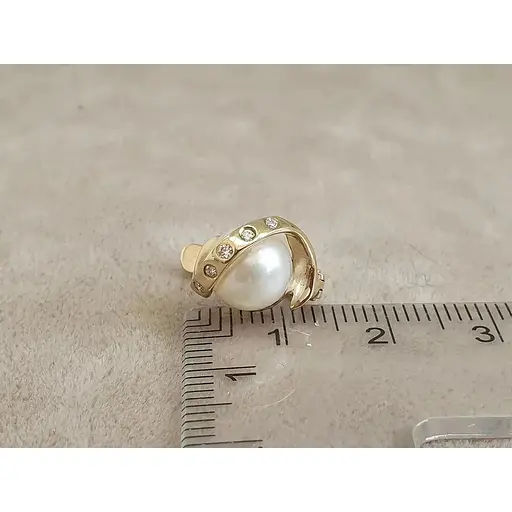 Золотые серьги с бриллиантами и жемчугом. 203040 - фото 4