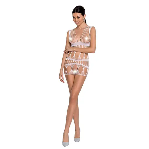 Бодистокинг-платье Passion BS089 white мини плетение в виде паутины One size - фото 3
