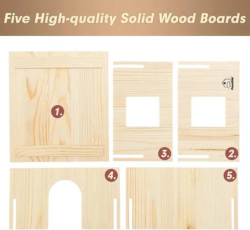 Деревянный домик PAWCHIE для морских свинок с окнами - съемный и большой деревянный домик - фото 2