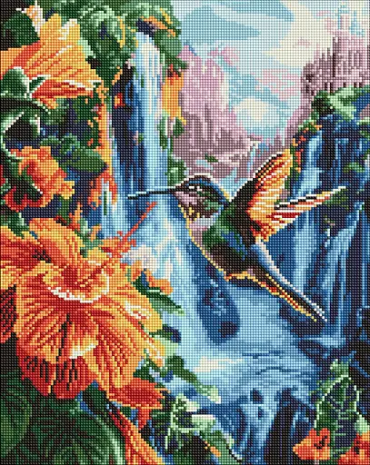 Набор с алмазной мозаикой на подрамнике Тропическая птичка Ideyka AMO8100, 40x50 см