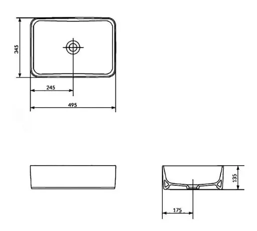 Раковина на столешницу Cersanit Crea прямоугольная 50 см. K114-001 30412 - фото 3