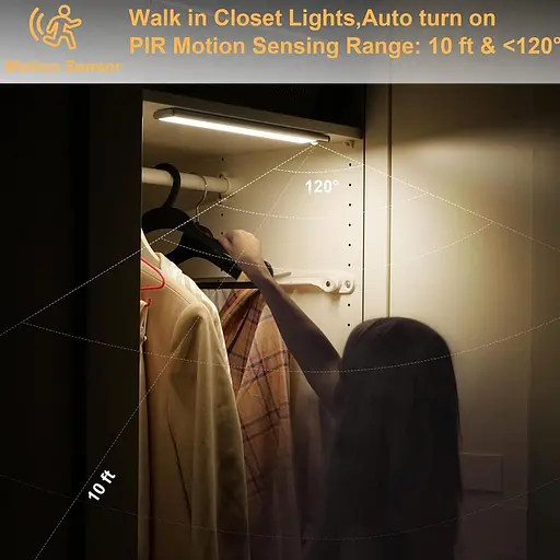 Світильники для шафи MOSTON 2Pack 60LED з димуванням 3 кольори Датчик руху Нічний світ (білий/Натуральний/Тепло освітлення) - фото 7