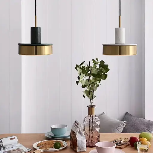 Белый мраморный подвес с латунным корпусом Ø 20 см | Line F | Арт. SC8/1 WT - фото 4