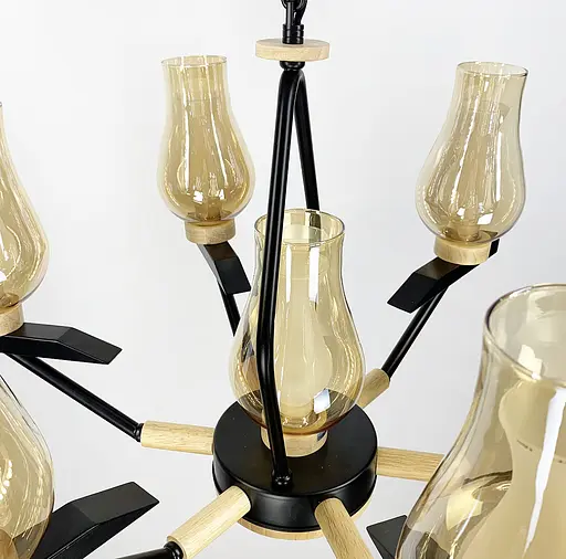 Підвісна люстра з деревʼяною фурнітурою Line.F ZL 467/6+1 - фото 5