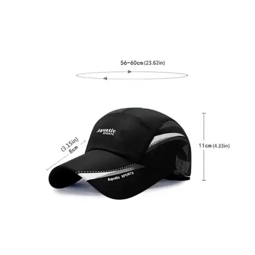 Бейсболка мужская водо/солнцезащитная спортивная с длинным козырьком и ремешком черная 1 шт. - фото 2