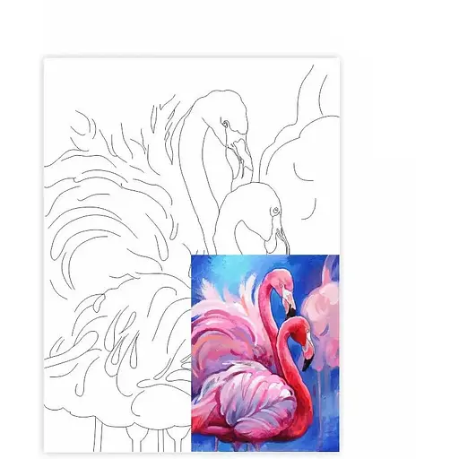 Полотно на картоне с контуром Rosa Start Фламинго 30×40 хлопок акрил [CD]