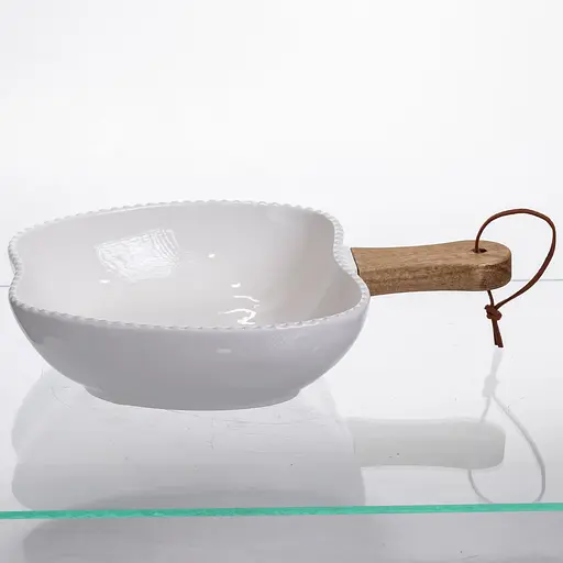 Тарелка фарфоровая глубокая с ручкой Яблоко 25×20×5 (см) сервировочное блюдо с ручкой для подачи Белый Yiwu ZJH-15-6 - фото 4