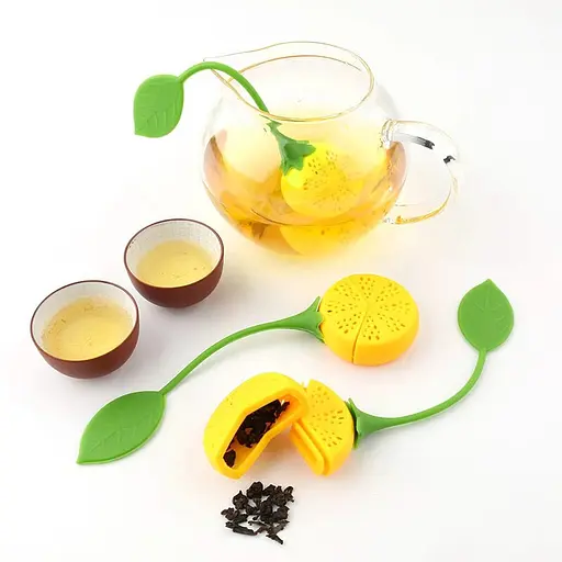 Заварник ситечко для заваривания для чая силиконовый в виде фруктов Лимон, Kitchen Master Красный 84707 - фото 3