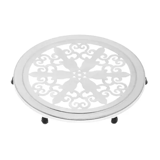 Подставка под горячее из гальванизированного металла с ажурным декором и резиновыми ножками 18.2х18.2 см, Kitchette Серебристый 87239 - фото 1