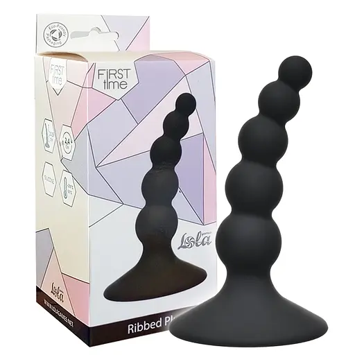 Анальна пробка Lola Games Ribbed Plug 10.5 см (чорний) - фото 4