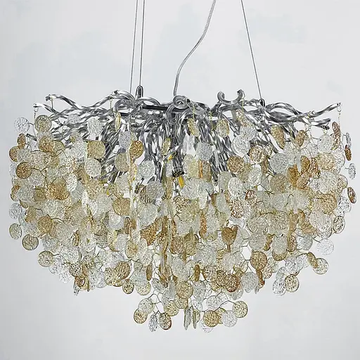 Люстра в хромовом корпусе с пластинами из комбинированного стекла Line.F MD 9046 CH - фото 1