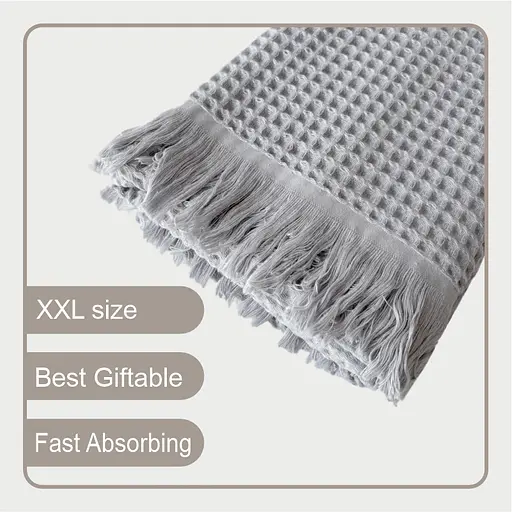 Вафельное полотенце Lovely Svi - хлопок- для ванной, отелей, спа - XXL 90х180 см -Серый (402465) - фото 2