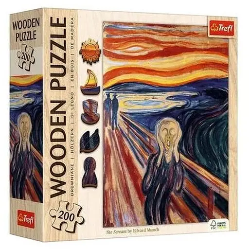 Пазл Trefl деревянный фигурный Крик, Эдвард Мунк, 200 эл. (20252)