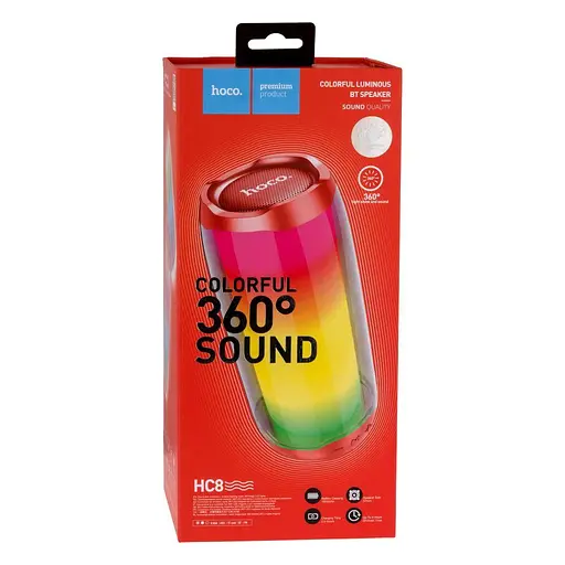 Вluetooth колонка Hoco HC8 red з LED-підсвічуванням - фото 5