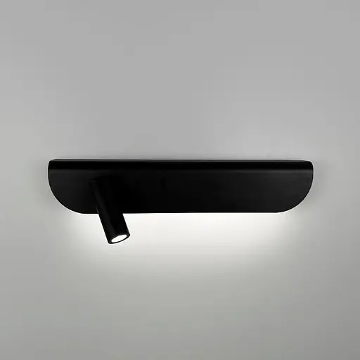 Бра ліве в чорному корпусі із спотом та вимикачем 36х12 см Line F Арт. WJ029/2 L BK (лівий) - фото 2