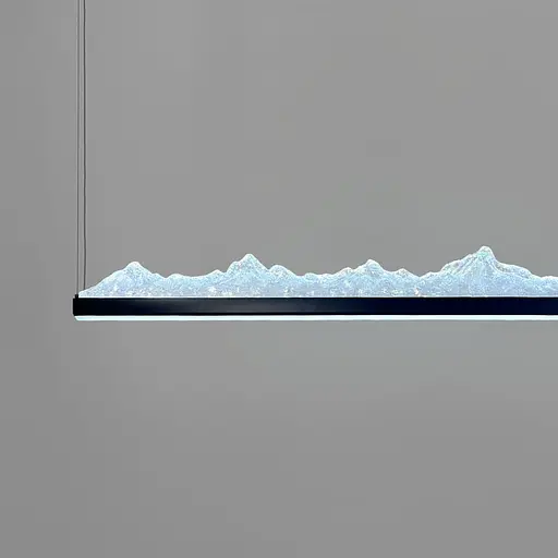 Видовжена люстра з підвісним корпусом у вигляді таючих гір з патиною 120 см | Line F | Арт. MJ374-L1200 BK - фото 4