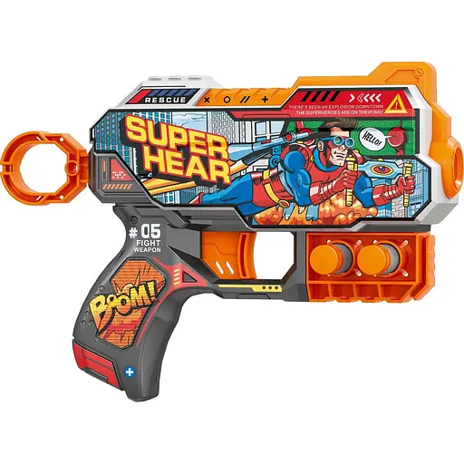 Игрушечный детский пистолет мех. с мягкими патронами (6 шт.) (Super Hear) (20 х 13.5см) - фото 1