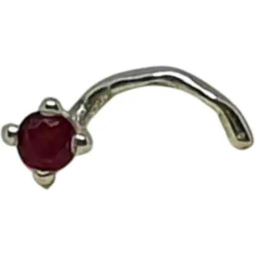 Срібна сережка-пірсинг в ніс Dear. 1018.1С Червоний