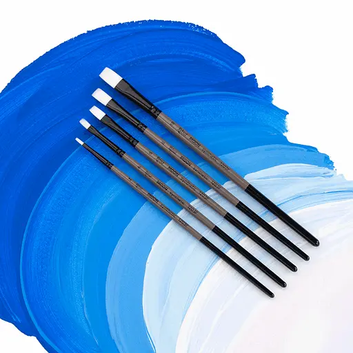 Пензель синтетика плоска MOON 1203F №0 коротка ручка Rosa - фото 5