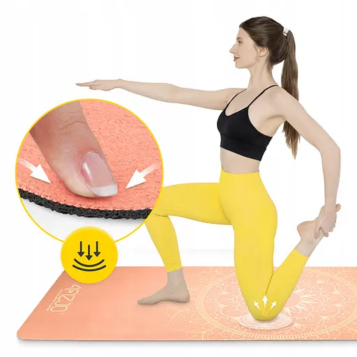 Коврик (мат) спортивный 4FIZJO замша 183 x 61 x 0.15 см для йоги и фитнеса Orange (P-5905973404402) - фото 7