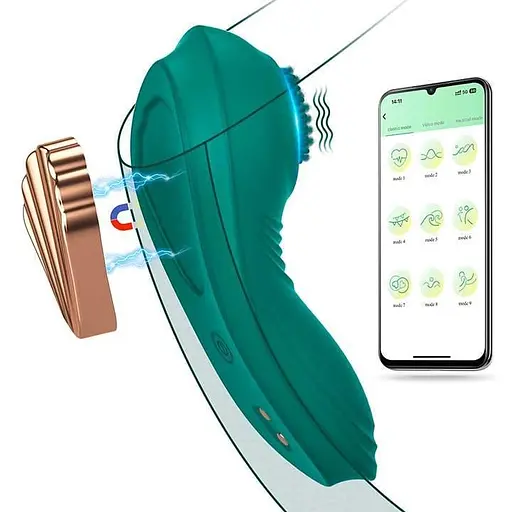 Смарт-вібратор Love Spouse Magnetic кліторальний 11 см для жінок USB 10 режимів зелений - фото 2