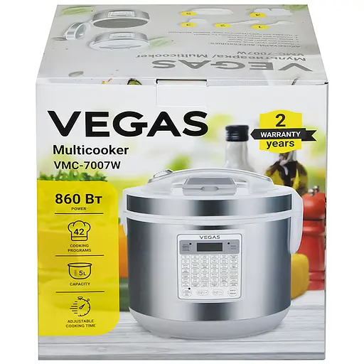 Універсальна мультиварка Vegas VMC-7007W 5 л 42 програми з антипригарним покриттям - фото 4