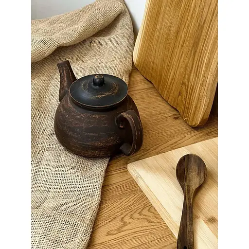 Чайник для завариваня 1 литр керамический (глиняный) с ручкой гладкий - фото 6