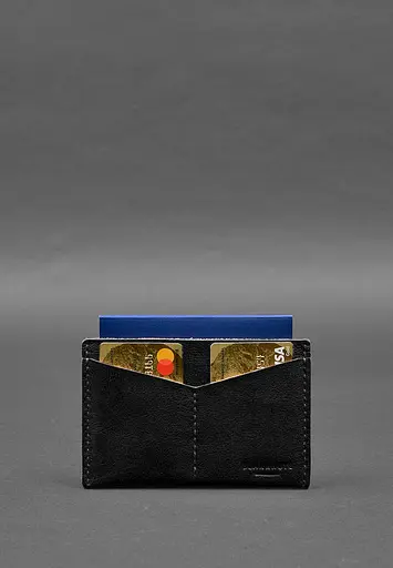 Кожаная обложка-органайзер для документов 6.2 черный краст - фото 5