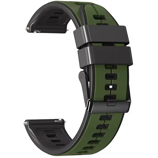 Ремінець силіконовий Tamister для годинника 22 мм хакі з чорним для Xiaomi Watch S1/S2/S3