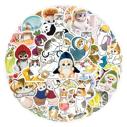 Стікерпак Набір наклейок Милий кіт 50 штук - фото 1
