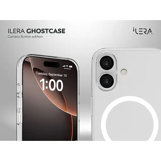Чохол iLera GhostCase Camera Button with MagSafe для Apple iPhone 17 Transparent ILGCAClCaBk17 (150392) - фото 7