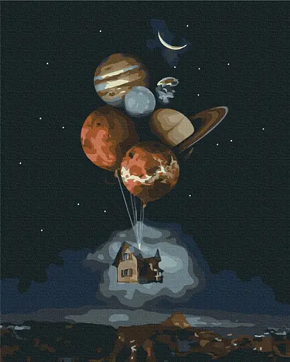 Картина по номерам на подрамнике Brushme Дом в стратосфере