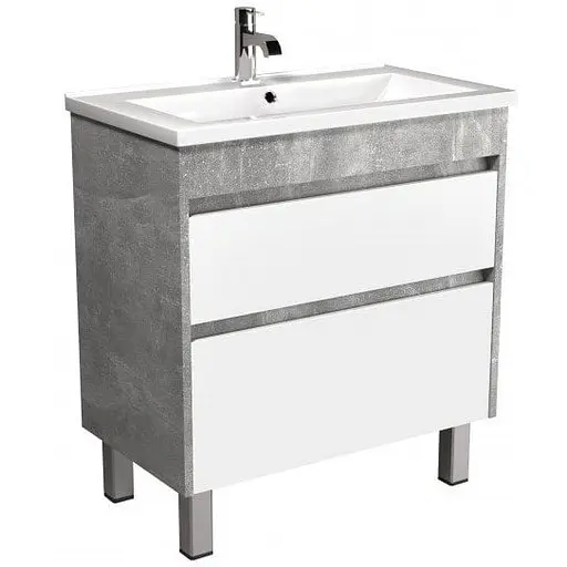 Тумба Мойдодир Polo Loft 70-U з умивальником Cosmo бетон з білим Білий - фото 1