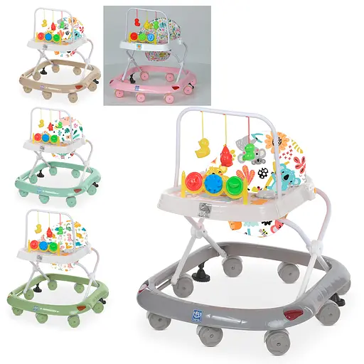 Ходунки, дуга із підвісками, колеса 8 шт., 2 стопори, музика, світло, на батарейках