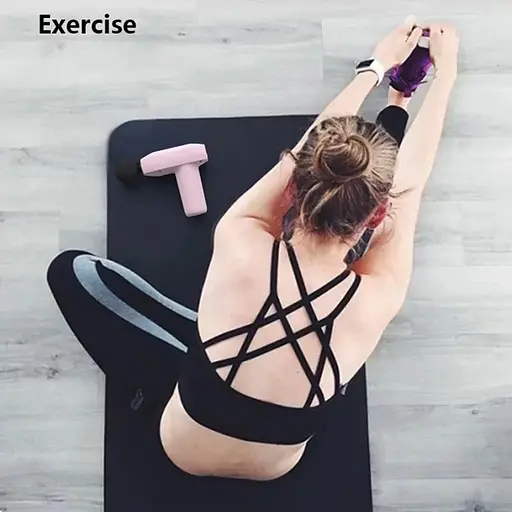 Перкусійний масажний міні пістолет Fascial Gun YJ03 (8 насадок) Рожевий - фото 5