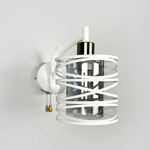 Белое металлическое бра Лофт в корпусе 25х16 см с плафоном Line F Арт. 8190/1W WT+GR - фото 5