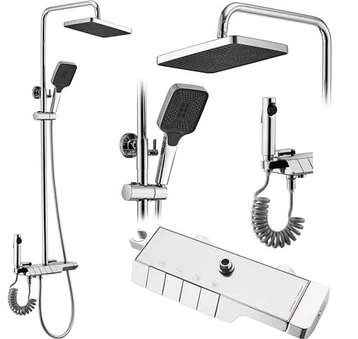 Душова система Rea Rob хром з термостатом та виливом REA-P6626, Хром - фото 6
