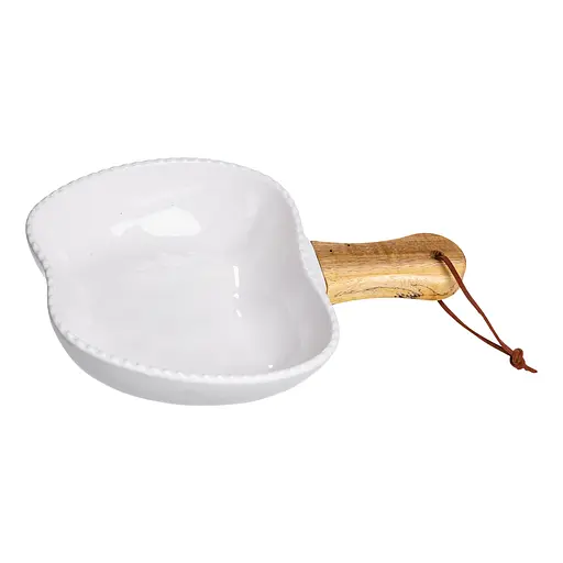 Тарелка фарфоровая глубокая с ручкой Яблоко 23×16×4 (см) сервировочное блюдо с ручкой для подачи тарелка сковорода Белый Yiwu ZJH-15-5 - фото 3